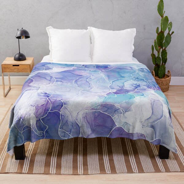 Item preview, Abstract Alcohol Ink Lined Blue Purple Ocean designed and sold by GaiaByMila.