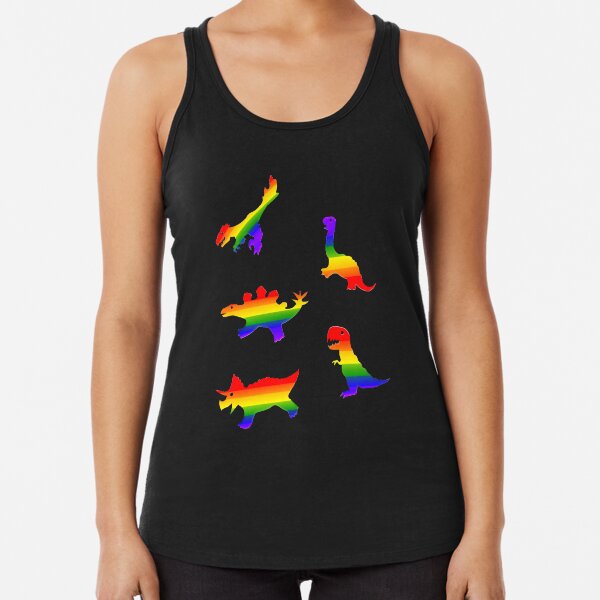 LGBT Dino Silhouettes Racerback Tank Top
