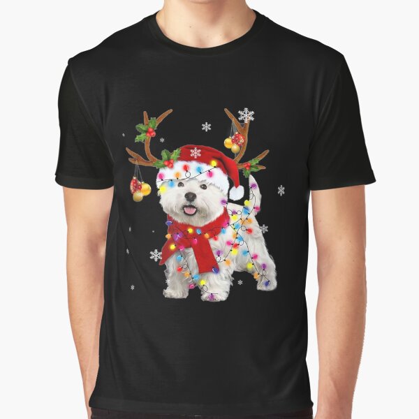 Vista previa del artículo con la obra «Funny Westie Christmas Tee Reindeer Pijama con luces navideñas», diseñado y vendido por ManishDayal.