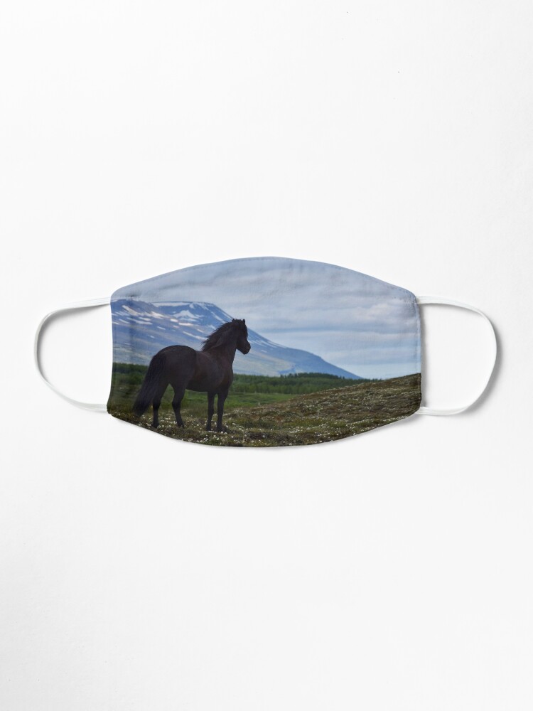 Alternate view of Icelandic horse looking out over his summer field Mask