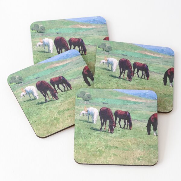 Item preview, FIVE SHOW HORSES GRAZING by Steve Yellowbear c 2020 designed and sold by SteveYellowbear.