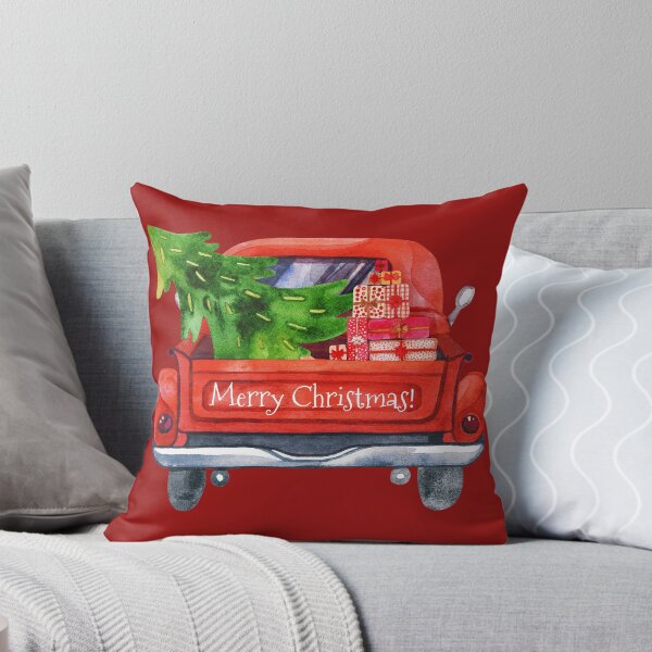 Item preview, Merry Christmas Vintage Red Truck With Christmas Trees and Gifts designed and sold by 3bythelake.