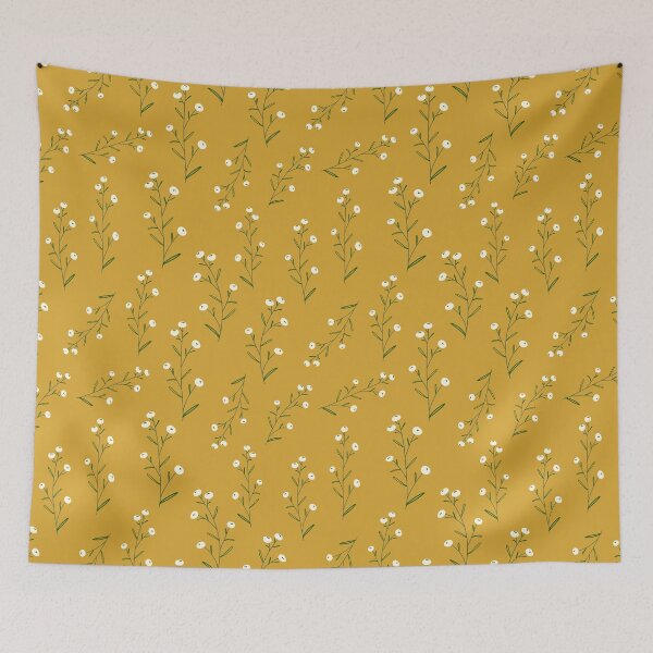 Item preview, afternoon whimsy_white flowers on goldenrod designed and sold by quinnhopp.