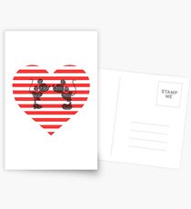 Striped Heart Postcards