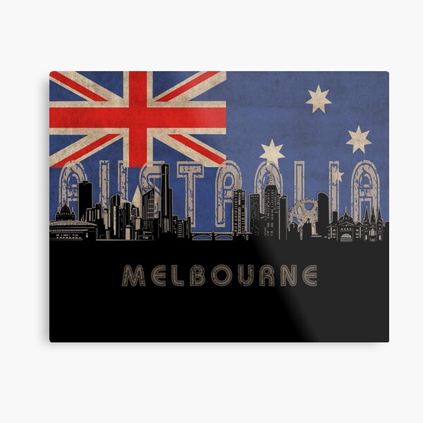 Item preview, melbourne skyline flag designed and sold by BekimART2.
