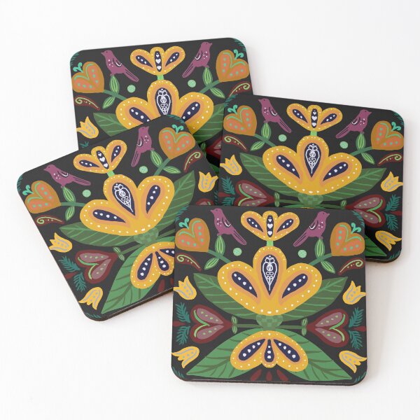 Item preview, Scandinavian Folkart Birds and Flowers designed and sold by ESpencerArts.