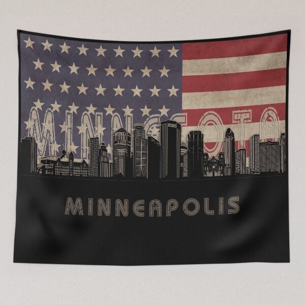 Item preview, minneapolis skyline flag designed and sold by BekimART2.