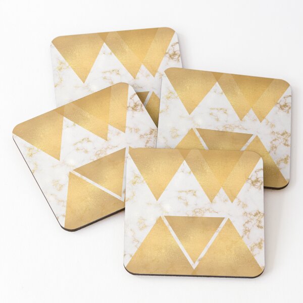 Item preview, White and Gold Marble Geometric Pattern Texture White Stone  designed and sold by BohoStudio.