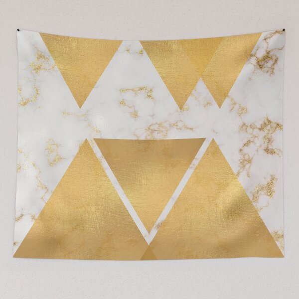 Item preview, White and Gold Marble Geometric Pattern Texture White Stone  designed and sold by BohoStudio.