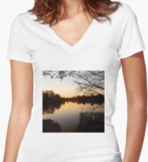Lake Reflection Women's Fitted V-Neck T-Shirt