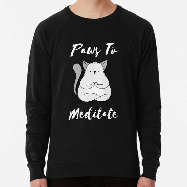 Vista previa del artículo con la obra «Paws To Meditate Funny Yoga Cat blanco», diseñado y vendido por mlnana.