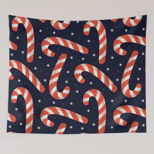 Item preview, Christmas Candy Canes Pattern (Midnight Blue) designed and sold by HeraAndKosmos.