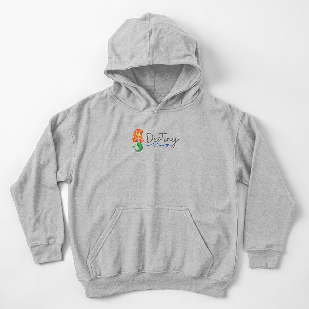 Custom Name: Destiny with Mermaid and Starfish Kids Pullover Hoodie