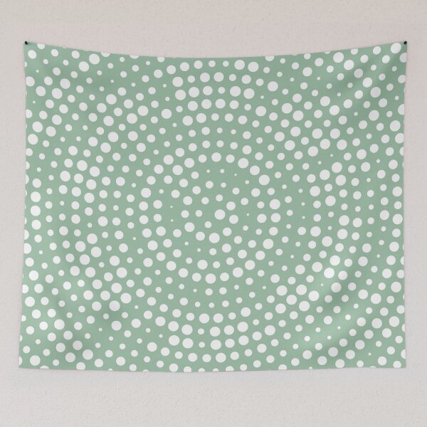 Item preview, Polka dot white - water green background  designed and sold by wiwiart.