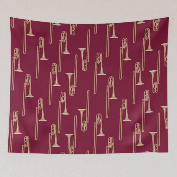 Item preview, Trombones on dark red designed and sold by kobyakov.