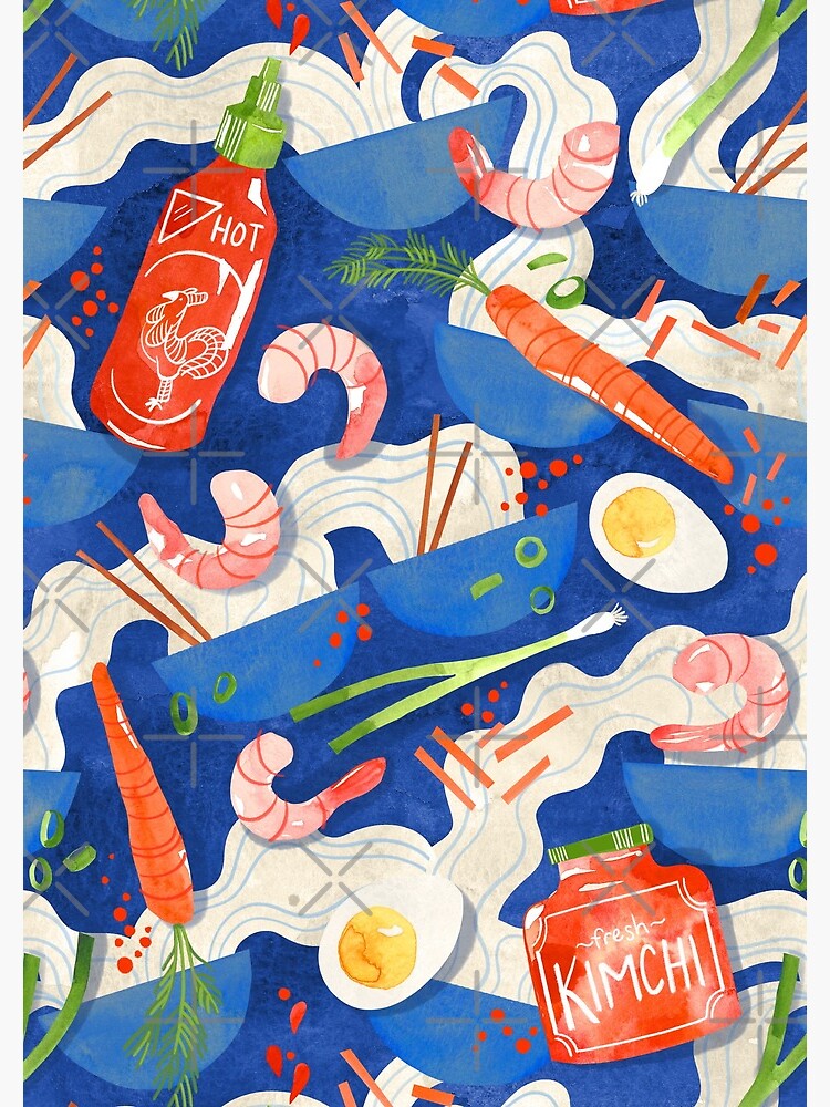 Spicy Shrimp Ramen - Watercolor Noodles by annieparsons
