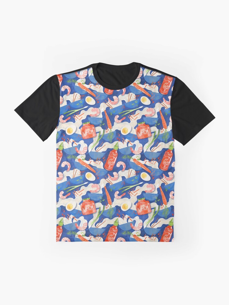 Alternate view of Spicy Shrimp Ramen - Watercolor Noodles Graphic T-Shirt