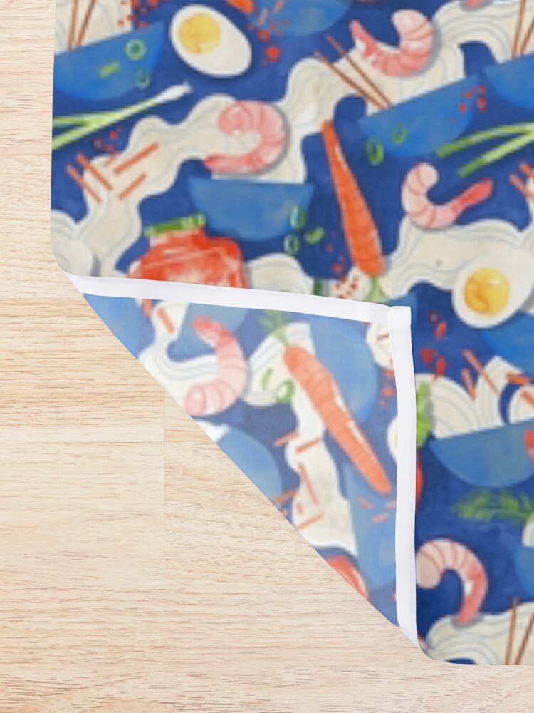 Alternate view of Spicy Shrimp Ramen - Watercolor Noodles Shower Curtain