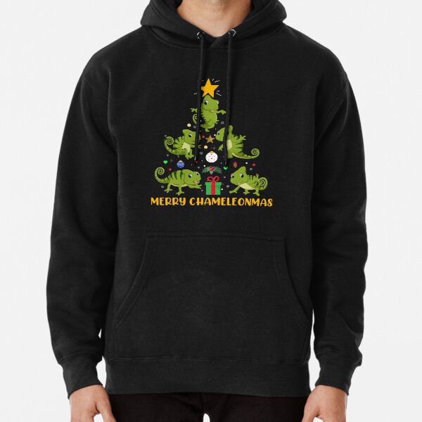 Merry Chameleonmas Christmas Tree Pullover Hoodie