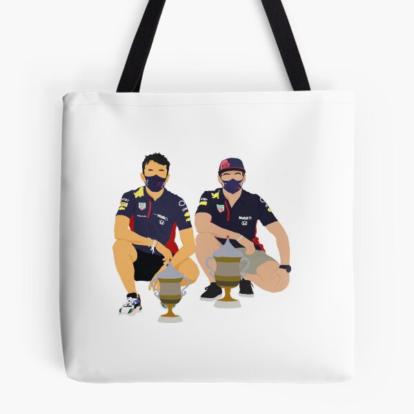 Item preview, Alex Albon and Max Verstappen with their trophies from the 2020 Bahrain Grand Prix designed and sold by royaldutchness.