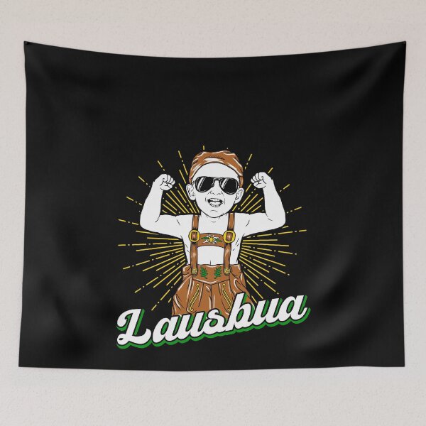 Item preview, Lausbua Bavaria dialect leather trousers Oktoberfest Tyrol designed and sold by redshirtz.