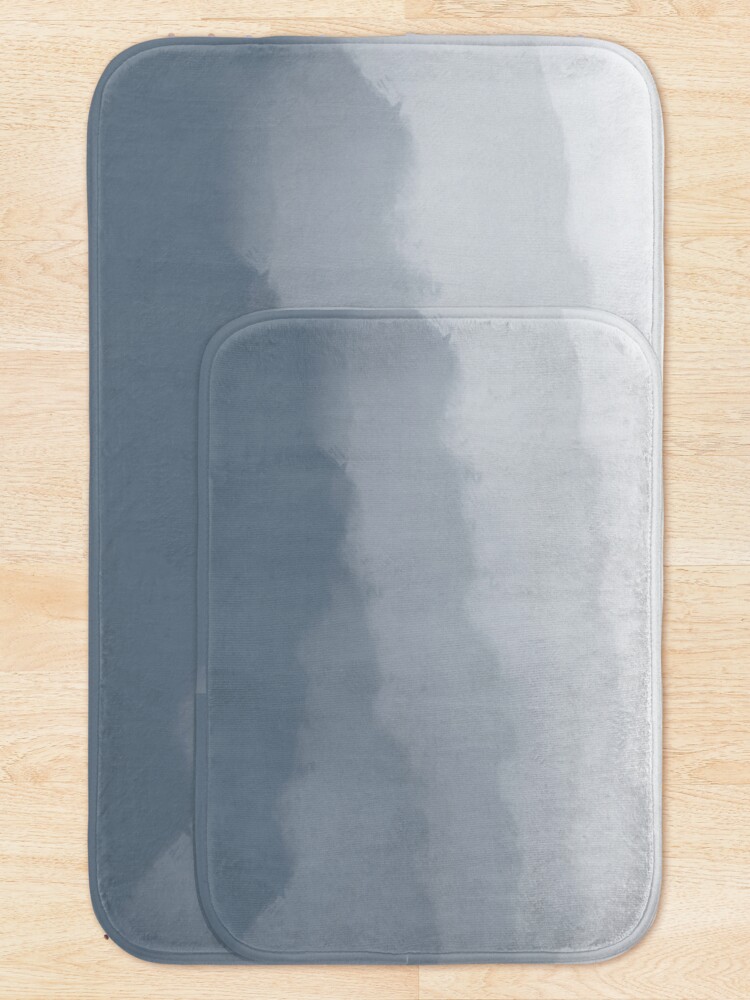 "Slate Blue Watercolor Ombre (slate gray/blue and white)" Bath Mat for ...