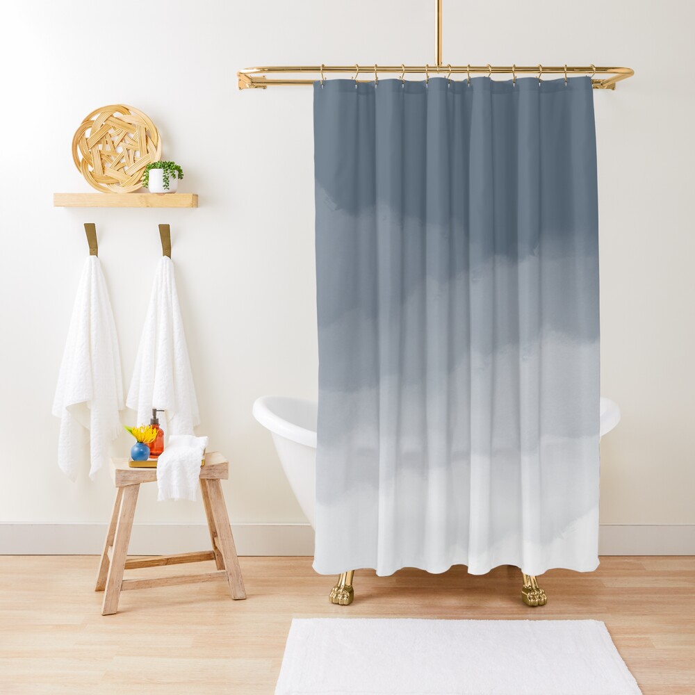 "Slate Blue Watercolor Ombre (slate gray/blue and white)" Shower Curtain for Sale by designminds