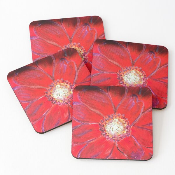 Item preview, red acrylic  floral painting designed and sold by Fiveladiesart.