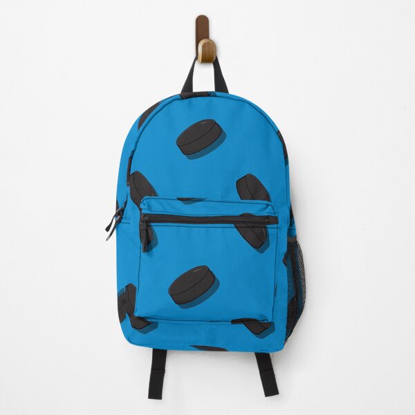 Item preview, Black hockey puck pattern on a blue background designed and sold by acidmit.