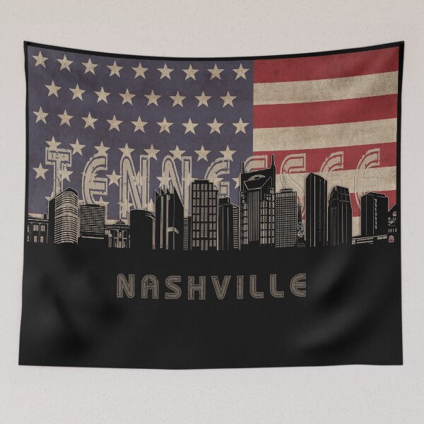 Item preview, nashville skyline flag designed and sold by BekimART2.