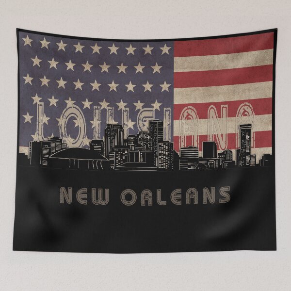 Item preview, new orleans skyline flag designed and sold by BekimART2.