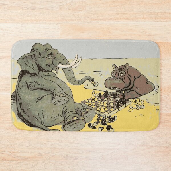 Item preview, Animals playing chess, elephant, hippo, gift designed and sold by shakmati.