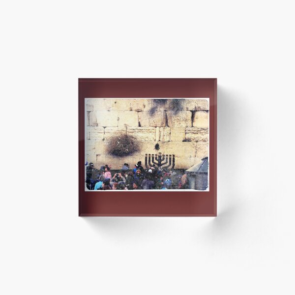 Western wall, Wailing wall, Israel, Holy land, Hanukkah, Chanukah, Post card of Jerusalem Acrylic Block