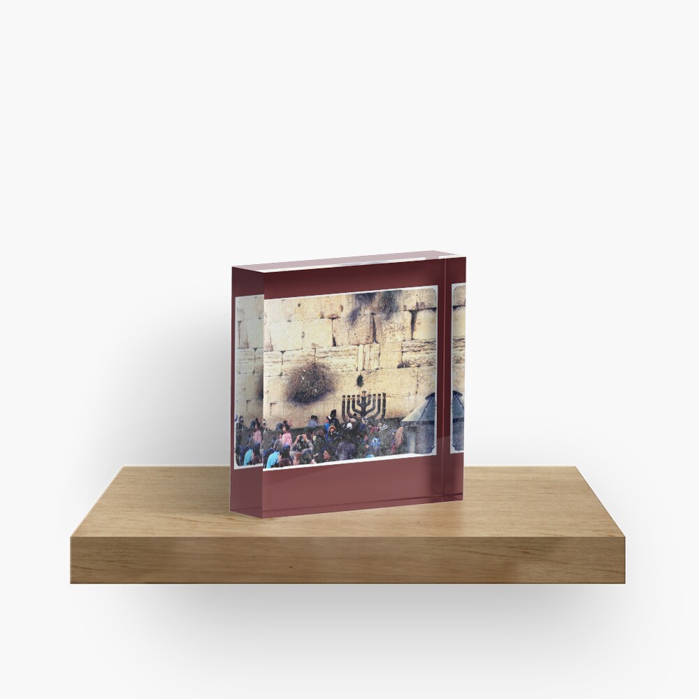 Western wall, Wailing wall, Israel, Holy land, Hanukkah, Chanukah, Post card of Jerusalem Acrylic Block