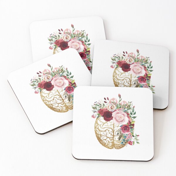 Item preview,  Vintage Brain Anatomy with Pink Roses flowers designed and sold by Lawandmedical.