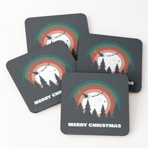 Item preview, Winter Retro Santas Sleigh, Reindeer in Moon, Over Forest designed and sold by NoMatterLab.
