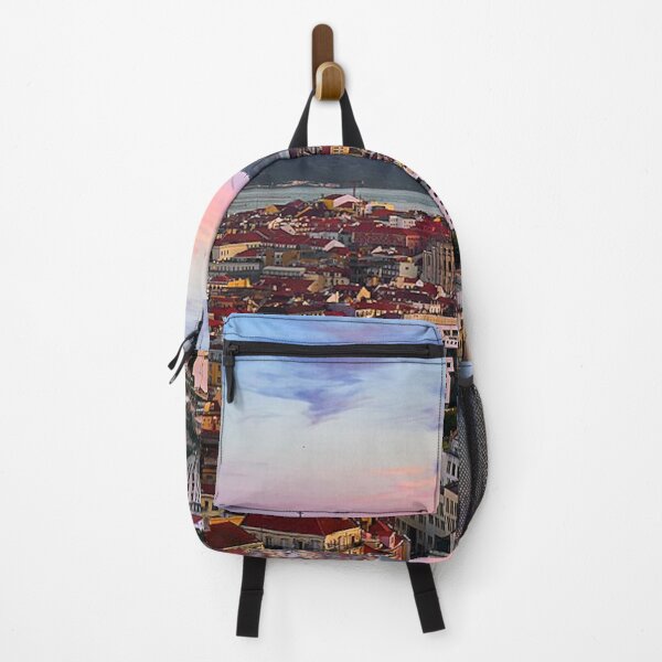 Item preview, Lisbon beautiful skyline at sunset photo with red rooftops designed and sold by MindChirp.