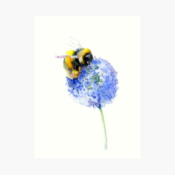 Watercolor bee Art Board Print by Maryse-Montron