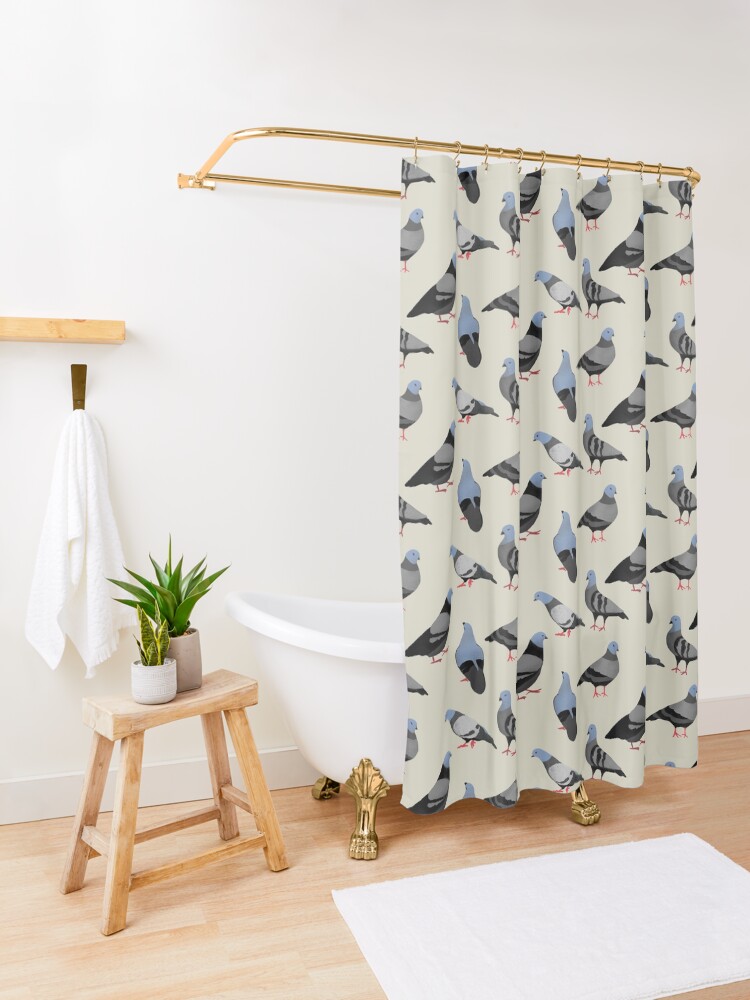 Alternate view of Design 33 - The Pigeons Shower Curtain