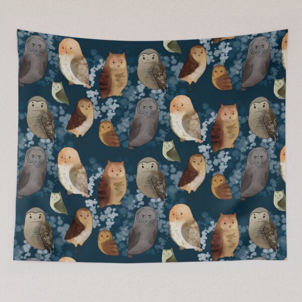 Item preview, Watercolor Night Brown Owls  designed and sold by TheRainbowRoom.