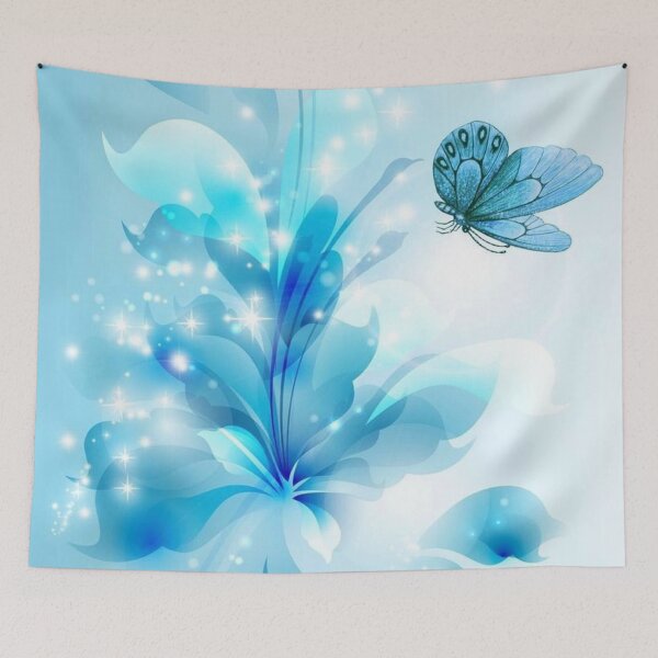 Item preview, Neon Blue Flower & Butterfly designed and sold by ReesDesigns.