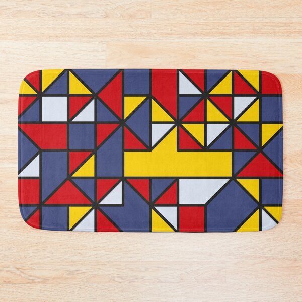 Artikelvorschau, Black, blue, red, white and yellow triangles in abstract geometric pattern entworfen und verkauft von acidmit.