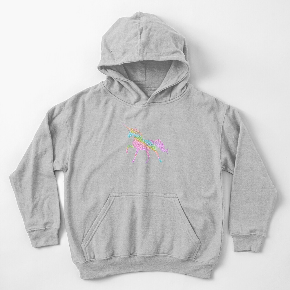 Sparkly Rainbow Unicorn Kids Pullover Hoodie