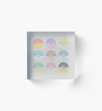 Eeveelution Pokeballs (Light) Acrylic Block