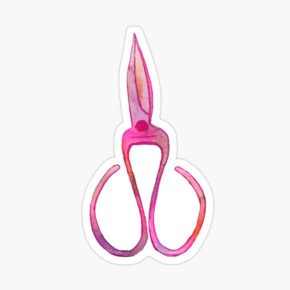Watercolor Pink and Purple Little Scissors Sticker for Sale by  laurajanekirton