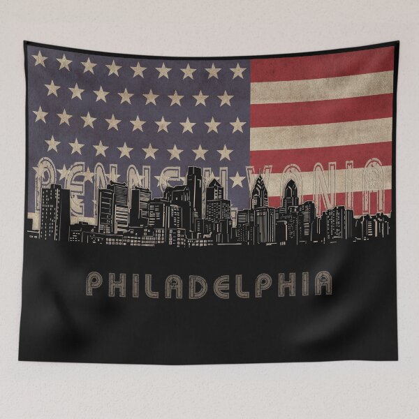 Item preview, philadelphia skyline flag designed and sold by BekimART2.