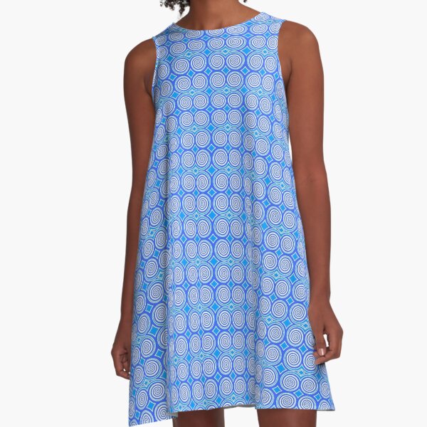 Mini Hypnosis Spirals, Light Blue Hypno-disc A-Line Dress