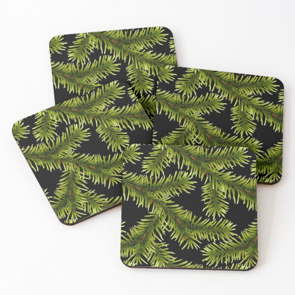 Item preview, Evergreen Branches Pattern - Black designed and sold by Kraina.