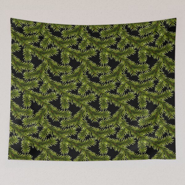 Item preview, Evergreen Branches Pattern - Black designed and sold by Kraina.