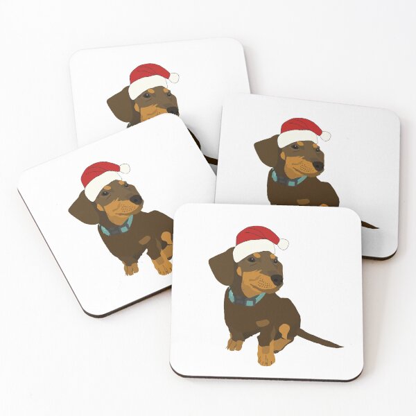 Item preview, Cartoon Christmas Daschund in Santa Hat designed and sold by ByPeony.